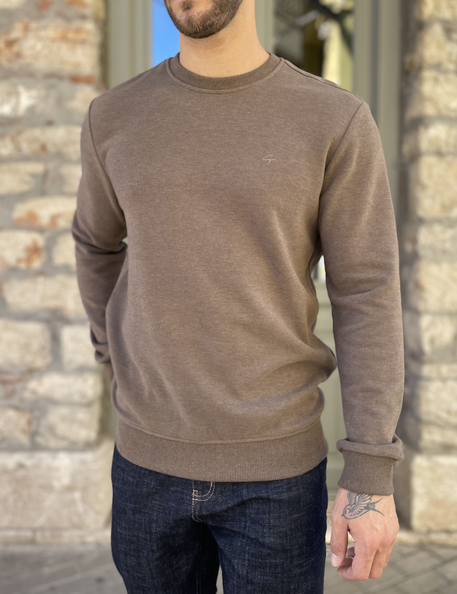 Calpoly Ανδρική πούρο πλεκτή βαμβακερή μακρυμάνικη μπλούζα plus size 2308Q